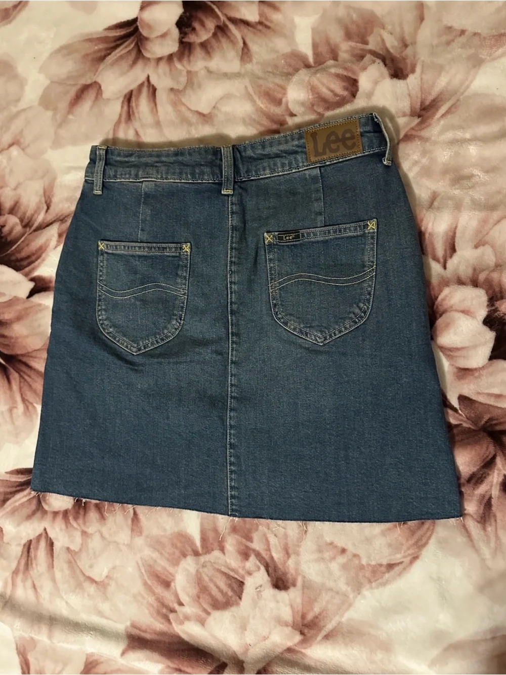 Lee Denim Mini Skirt in Medium Blue